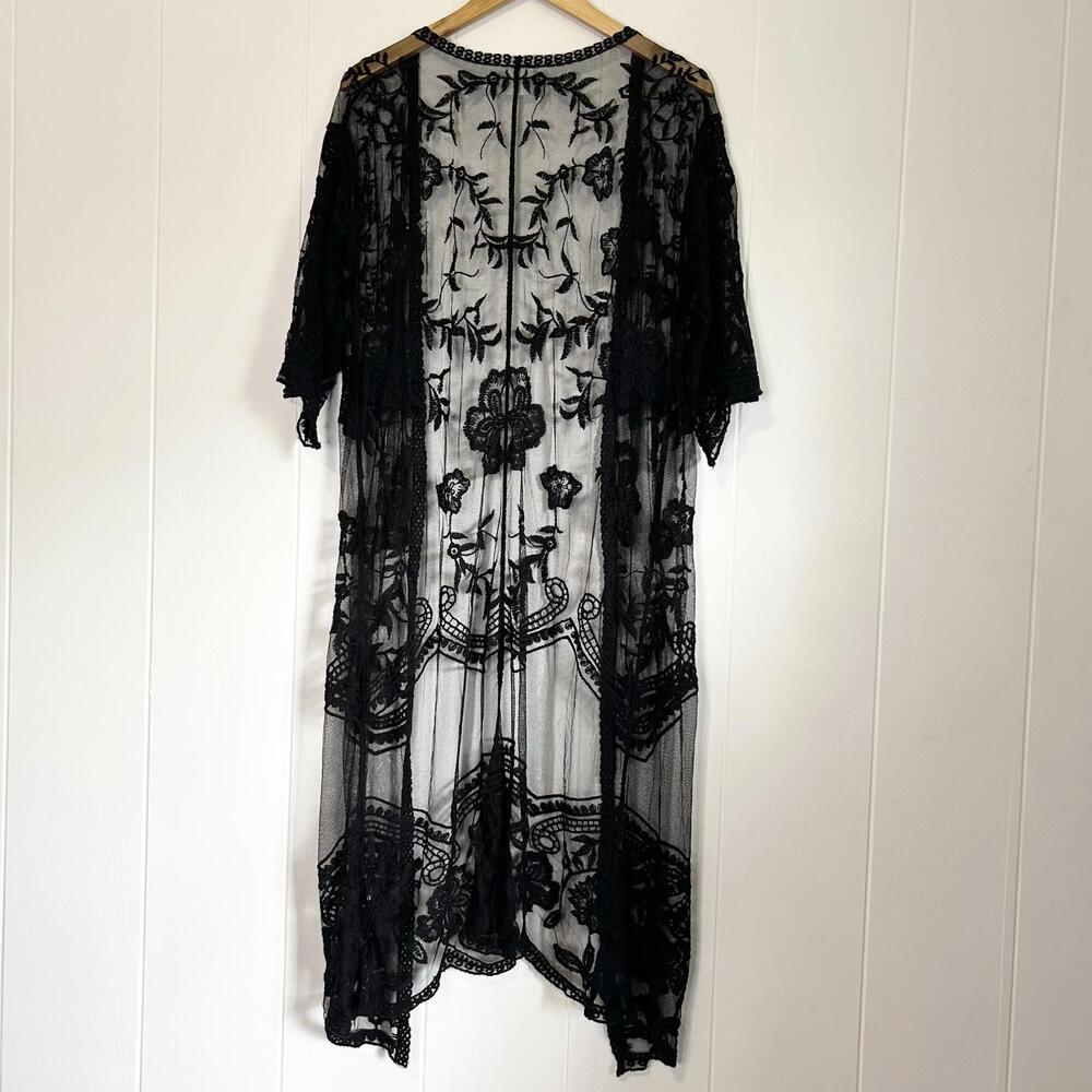 Siren Lily Floral Lace Crochet Sheer Open Cardigan Cover Up Women's Large - Picture 3 of 5